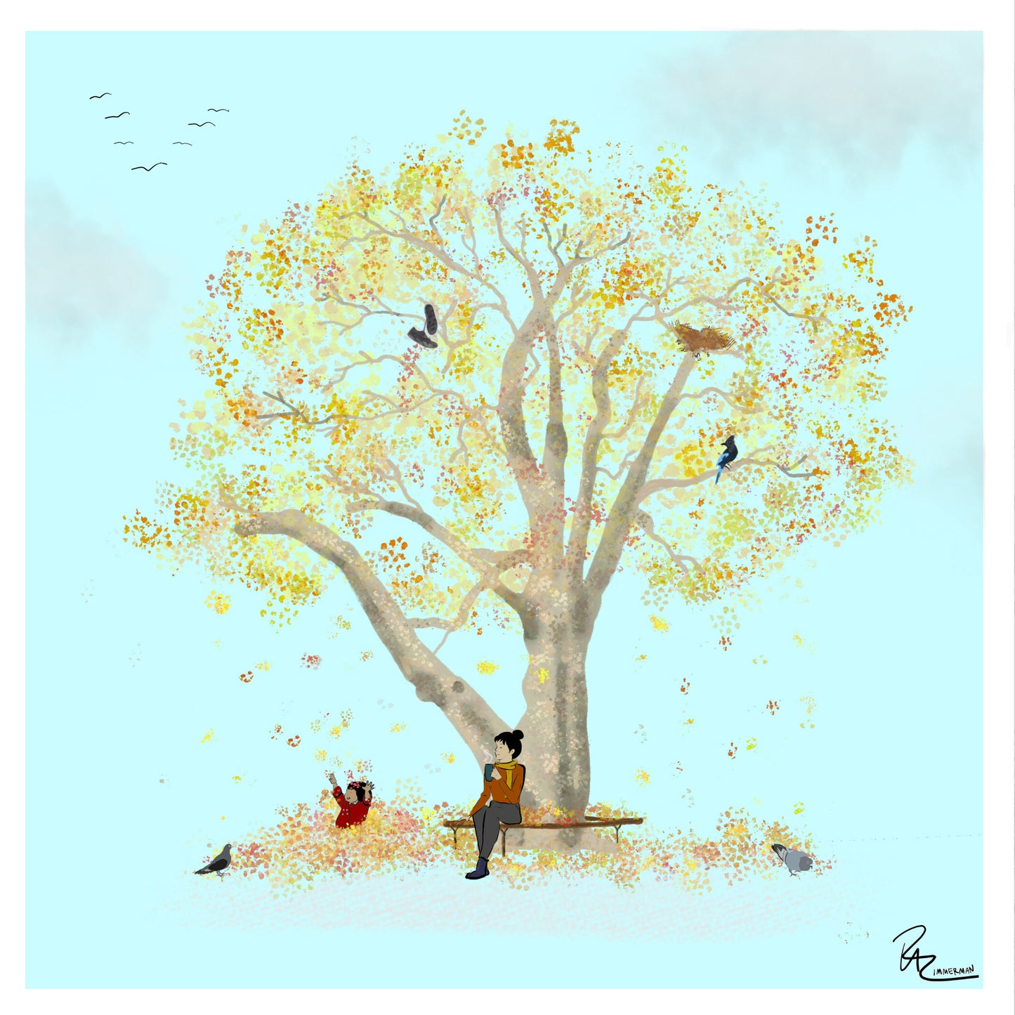Park Tree in Autumn Print