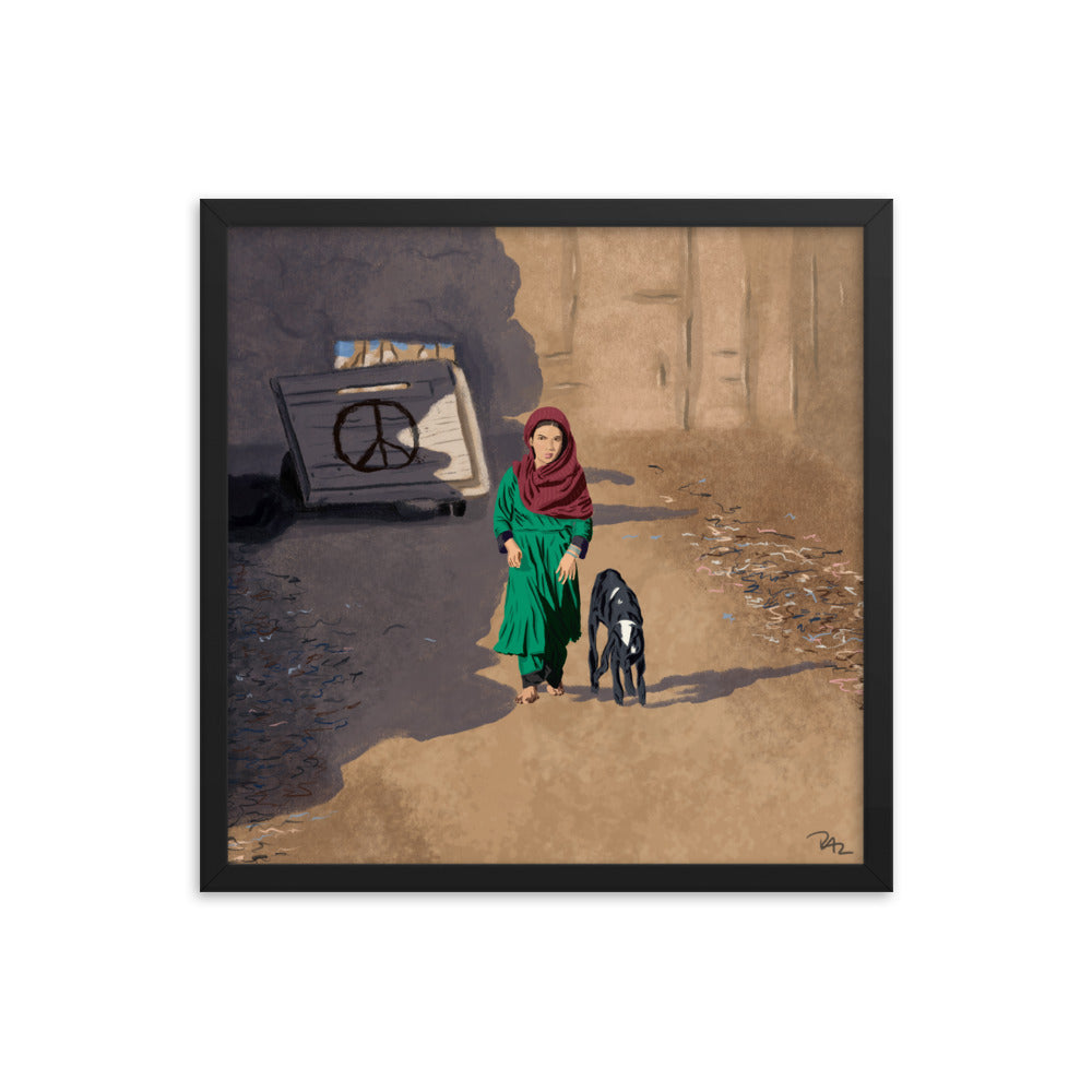 Framed Afghan Girl with Goat Print