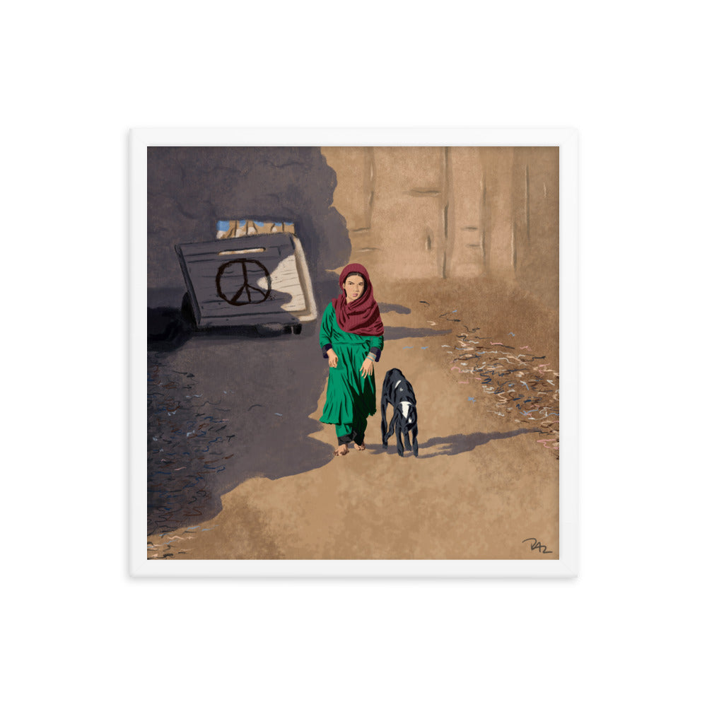 Framed Afghan Girl with Goat Print